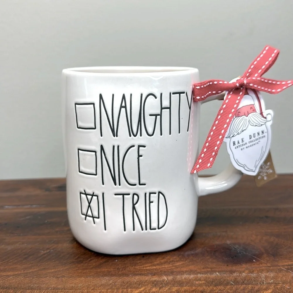 Rae Dunn • “Naughty Nice I Tried” Christmas Mug - Picture 1 of 6